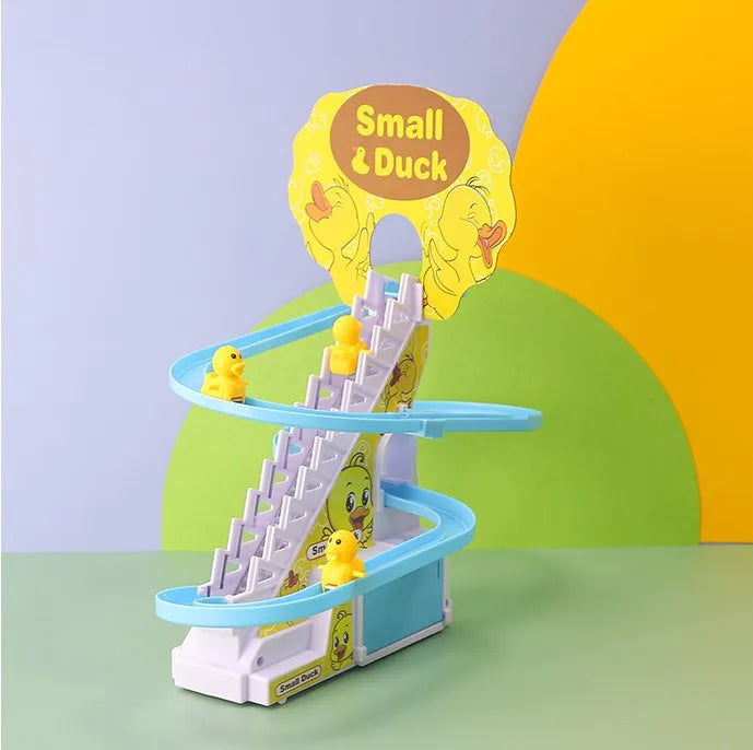 Small Duck Climbing Stairs Toy DIY Racing Track Toy Music Duck Roller Coaster