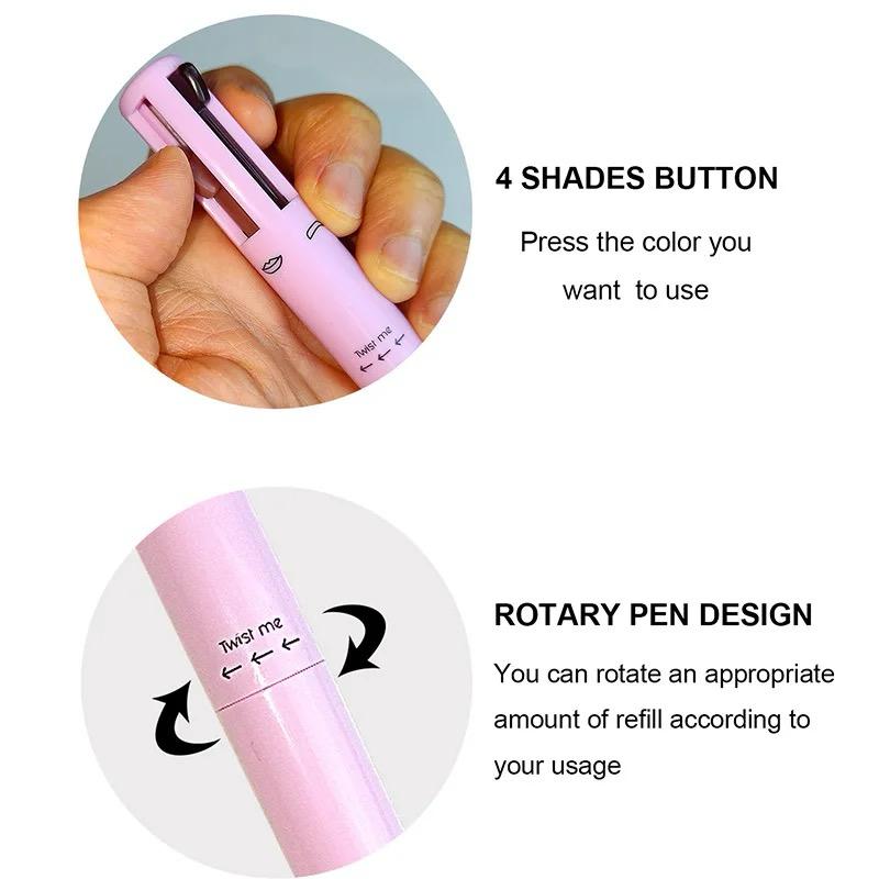 Multi-effect 4 In 1 Eyeliner Eyebrow Pencil Contour Pen Long Lasting Waterproof for girls
