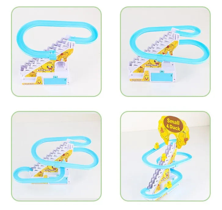 Small Duck Climbing Stairs Toy DIY Racing Track Toy Music Duck Roller Coaster