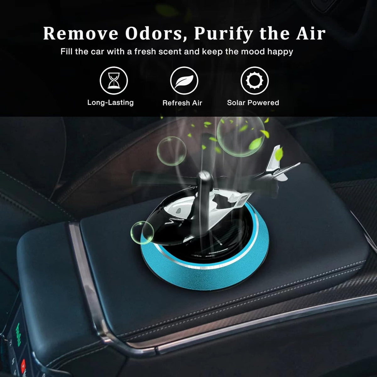 Solar Powered Car Aroma Diffuser Helicopter Air Freshener – Dashboard Perfume Decor