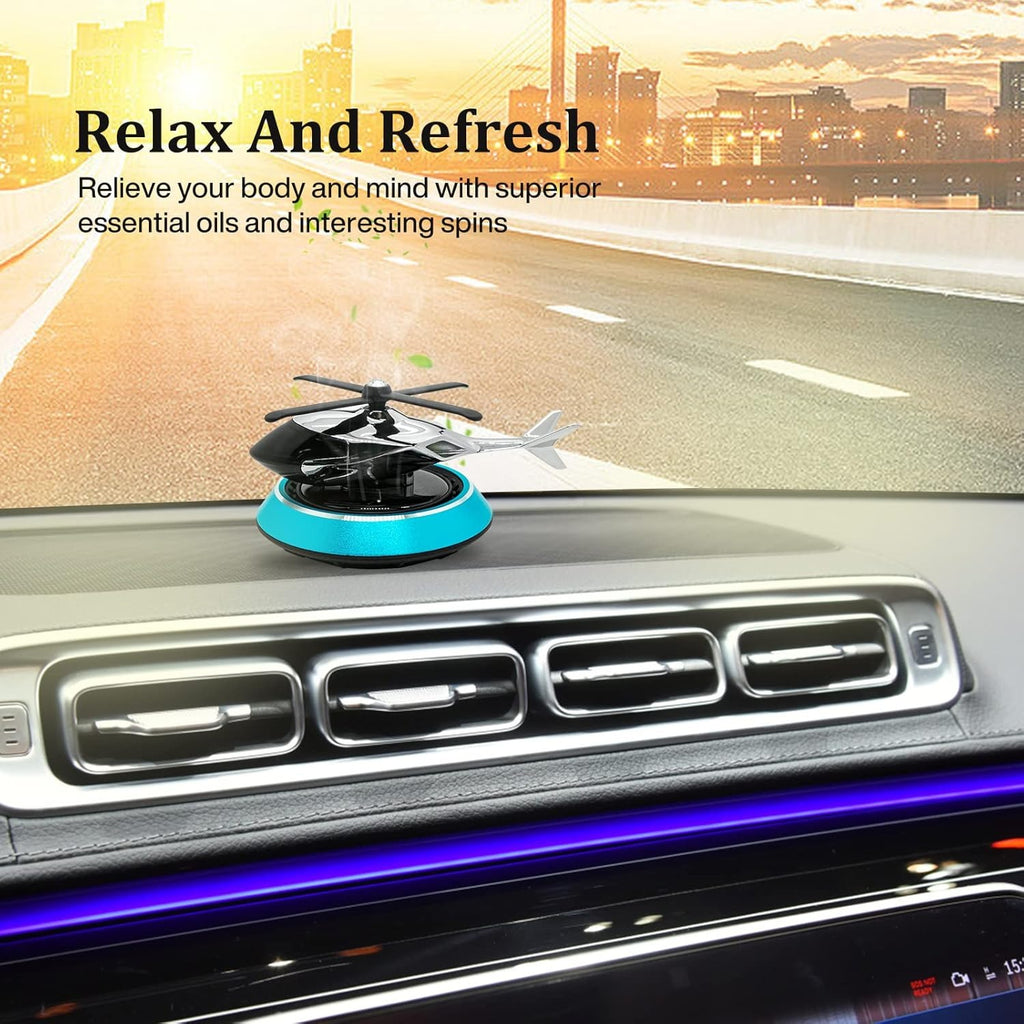 Solar Powered Car Aroma Diffuser Helicopter Air Freshener – Dashboard Perfume Decor