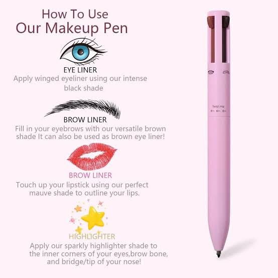 Multi-effect 4 In 1 Eyeliner Eyebrow Pencil Contour Pen Long Lasting Waterproof for girls